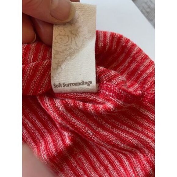 Soft Surroundings Dione Red Poppy Stripe Tee  Women S Knit Top Tunic - Picture 15 of 15